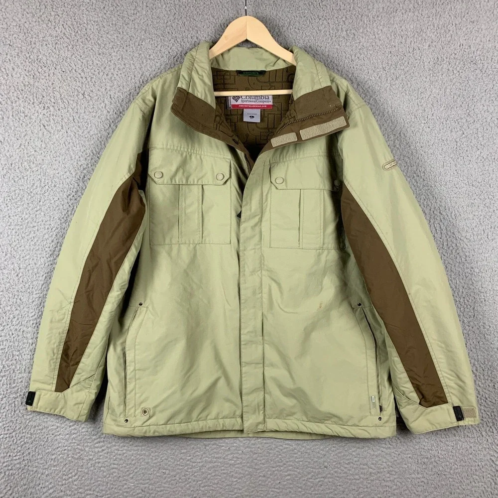 Columbia Jacket‎ Mens Large Covert Snowboarding Beige Brown Omni-Tech Outdoor